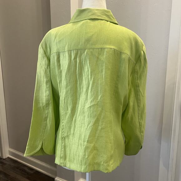 Ruby Rd Woman Jacket Lime Green Buttons Flap Pockets 3/4 Sleeve Size 16 (A0125) - Picture 4 of 6